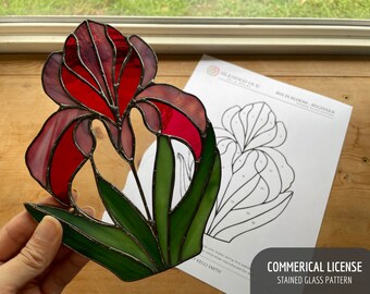 PATTERN - Iris in Bloom Beginner Stained Glass Pattern - Digital Download: Commerical License