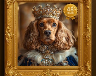 Retrato personalizado de mascota real: arte al óleo renacentista (descarga digital)
