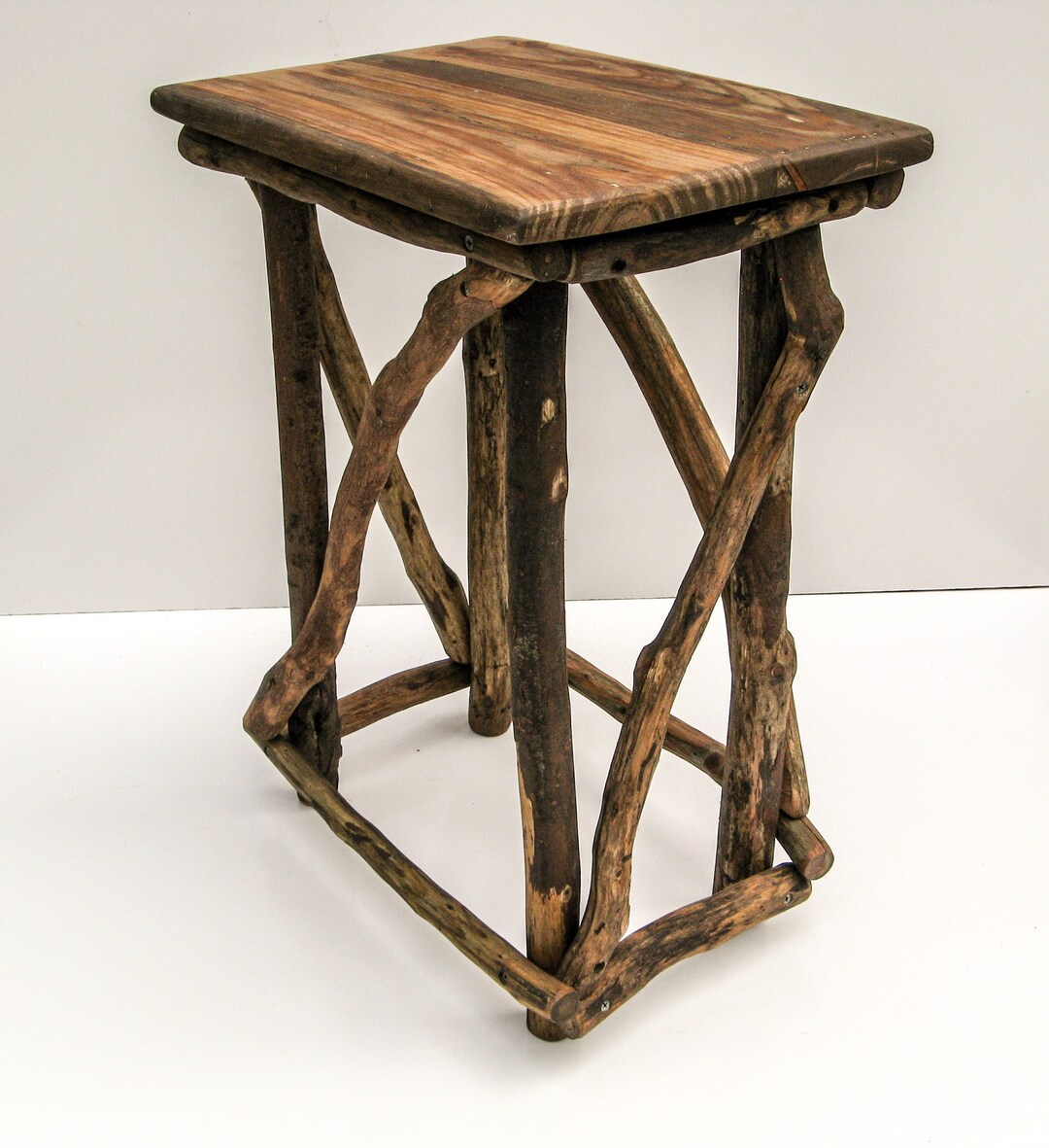 Twig Side Table, Reclaimed Wood Adirondack Style - Etsy