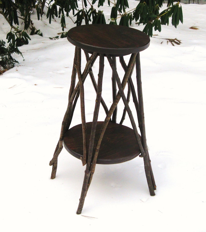 RUSTIC PLANT STAND Side Table Stool Rustic Stool Twig Etsy