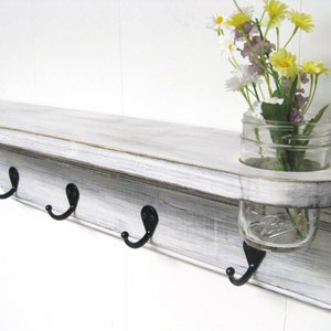 Farmhouse Shelf, 24&quot;, Key Rack, Jewelry Rack, Shabby Chic Shelf, French Cottage Shelf, Shaker Shelf, Country Shelf, Rustic Shelf, Wall Shelf