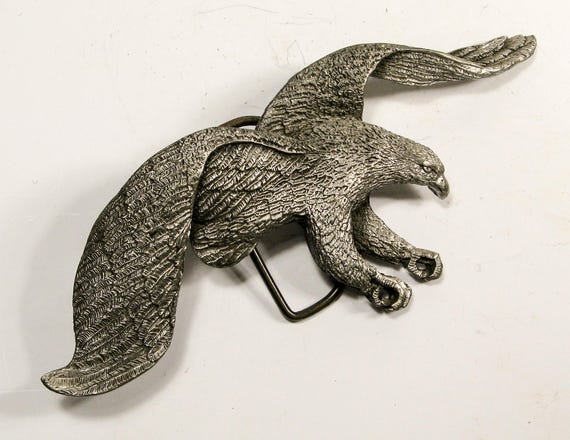 Vintage Sculpted Eagle Belt Buckle, Detailed Feathers  display picture 3