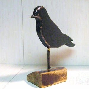 Crow Folk Art, CAW CAW, Primitive Crow Figurine, Folk Art Crow, Tramp Art Crow, Crow Decoy, Country Decor, Primitive Decor,Farmhouse Decor image 4