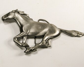 MUSTANG BELT BUCKLE - Vintage Belt Buckle, Ford Mustang Logo, Silver Colored Belt Buckle, Pewter Colored Belt Buckle