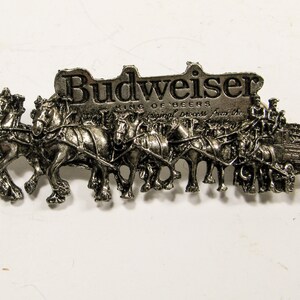 VINTAGE BUDWEISER BEERWAGON - Budweiser Clydesdale Pin, Pewter?, Hat Pin, Lapel Pin, Horses, Jewelry,