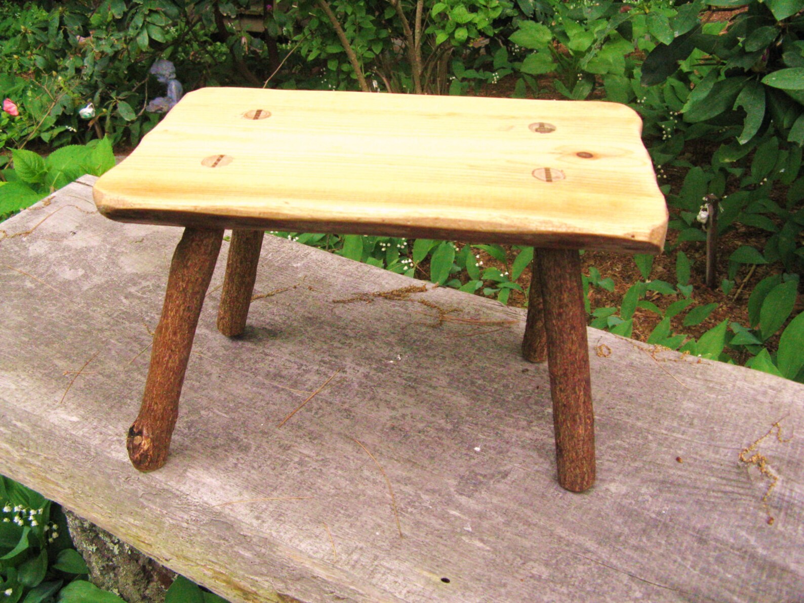 RUSTIC FIRESIDE STOOL Wooden Stool Adirondack Bench Folk Etsy