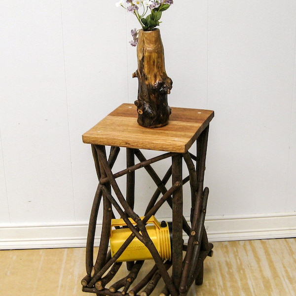 Rustic Plant Stand, Twig Side Table, Folk Art