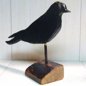 Crow Folk Art, CAW CAW, Primitive Crow Figurine, Folk Art Crow, Tramp Art Crow, Crow Decoy, Country Decor, Primitive Decor,Farmhouse Decor image 5