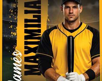 Baseball Poster flyer Template – Editable Sports Template Flyer, Custom Player Design, | Football Basketball Baseball Soccer Poster