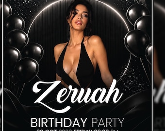 All Black Luxury Party Flyer Editable SVG | Night Club Event Poster DJ Party Invite | DIY Simple Black Event Flyer Invitation Template