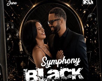 All Black Luxury Party Flyer Editable SVG | Night Club Event Poster DJ Symphony Black | DIY Black Event Flyer Invitation Template