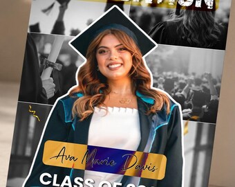 Modern Graduation Invitation Template, ditable Photo Graduation Party Invite, Self-Editable Digital Download, Printable Grad Card