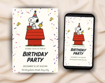 Cartes D'invitation Anniversaire Snoopy - Lot De 5 Ou 12, Référence 331, Made In France