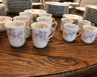 Haviland Limoges 93-piece Pink & Blue Flowered Porcelain
