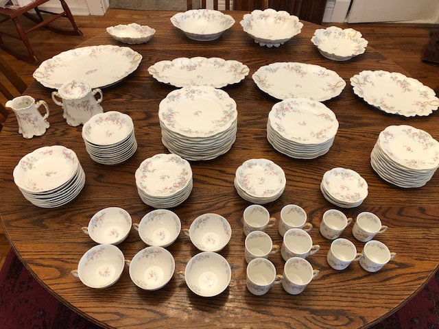 Haviland Limoges 93-piece Pink & Blue Flowered Porcelain
