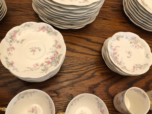 Haviland Limoges 93-piece Pink & Blue Flowered Porcelain Haviland Limoges 93-piece Pink & Blue Flowered Porcelain
