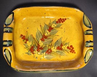 Piatto in ceramica italiana firmato – decorazione a bacche rosse, pezzo vintage dipinto a mano - Luxedautrefois