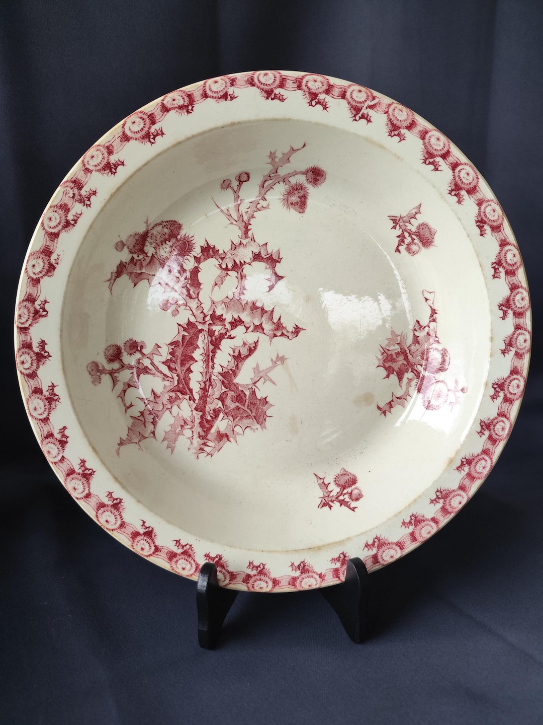 Antique Gien Deep Plate, Chardons Pattern, French Opaque Porcelain ...
