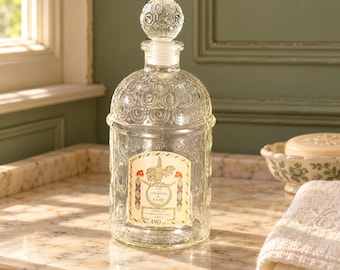 Antica bottiglia Guerlain “Eau de Cologne du Coq” – Vetro ape – Inizio XX secolo – 490 ml – Oggetto da collezione