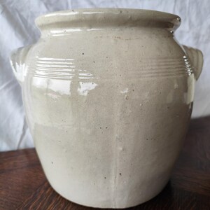 Antique French confit pot grey stoneware farmhouse kitchen pottery