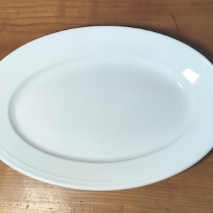 Large Antique Limoges Phugier Oval Platter – Aluminite 38 cm – French White Serving Platter – Farmhouse Kitchen Decor