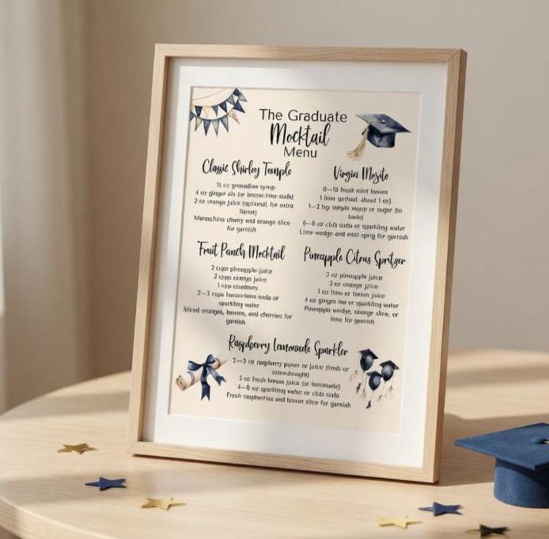 Graduation Mocktail Menu Template, Class of 2026 Drink Sign (instant ...