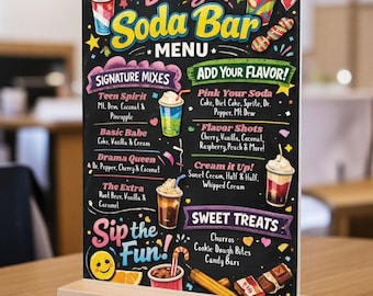 Dirty Soda Bar Menu Sign | Sweet 16 Party Decor (Digital Download)