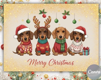 Beagle Merry Christmas Card | Cute Dog Holiday Greeting | Festive Beagle Xmas Card Printable