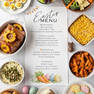Redigerbar påskmenymall | Vårbrunch- och helgdagsdesign (direkt nedladdning)