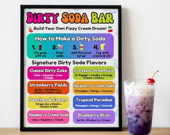 Dirty Soda Bar Sign | Colorful Party Menu (Digital Download)