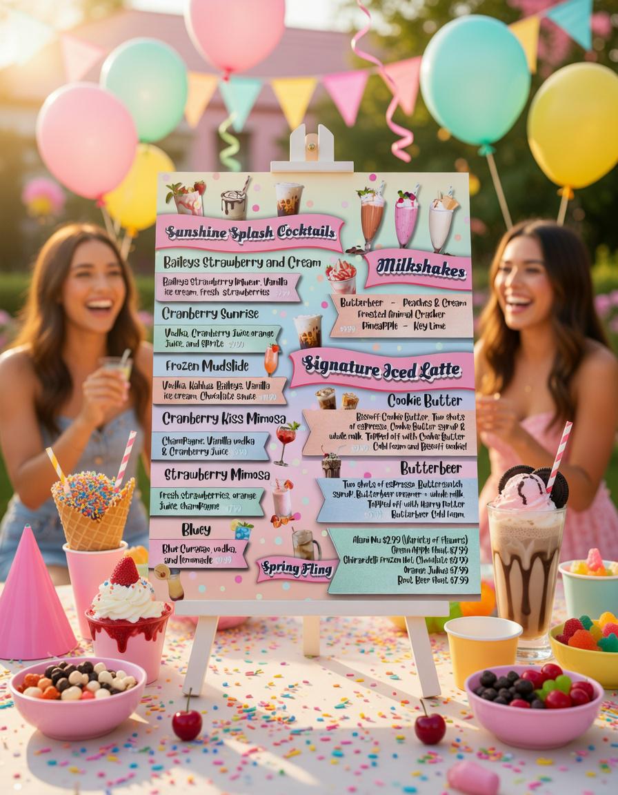 Milkshake Sign Menu Editable Milkshake Bar Menu Template – Retro Ice Cream Parlor Sign ...