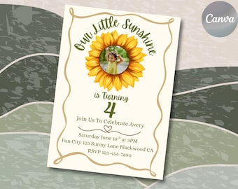 Editable Sunflower Invitation-Birthday Invite