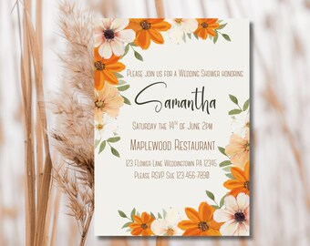 Floral Wedding Shower Invitation • Editable Canva Template