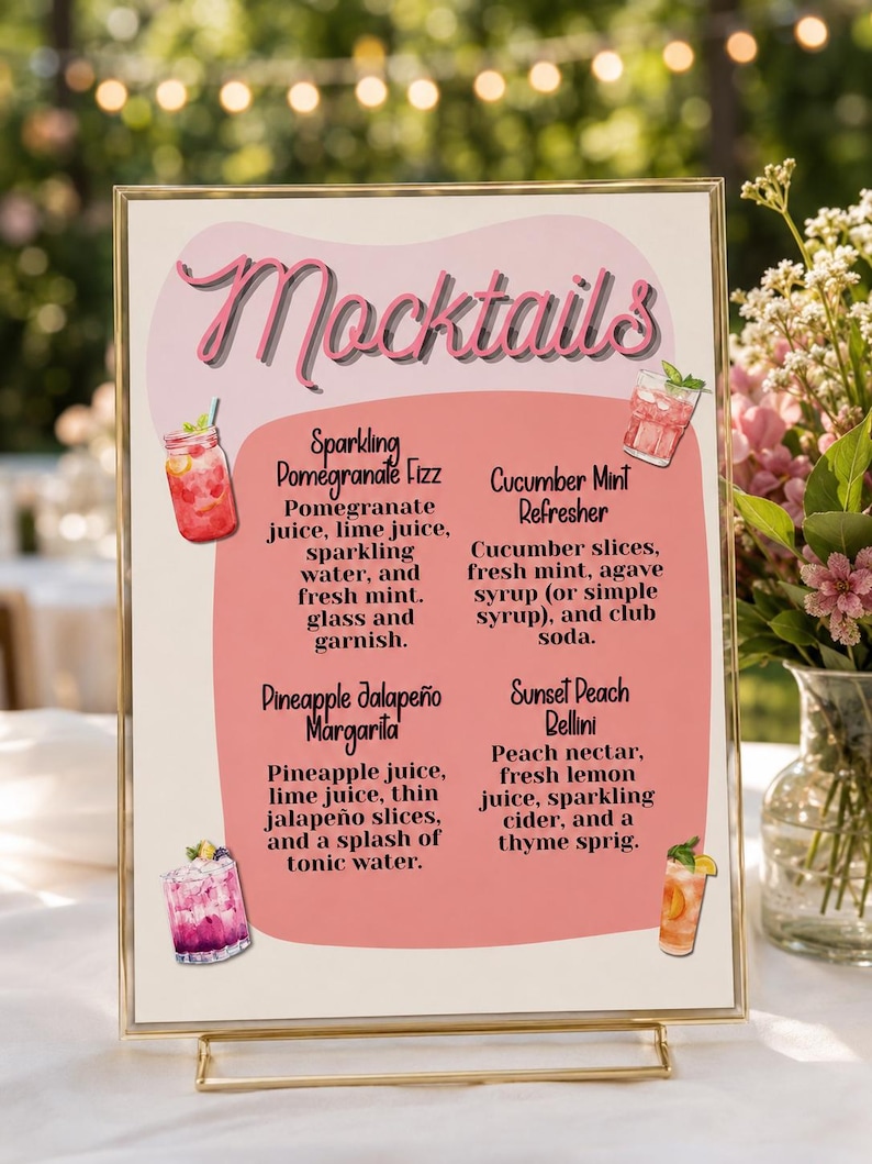 Easy Mocktail Menu.pdf Editable Mocktail Recipes, Non Alcoholic Drinks Menu (digital Download ...