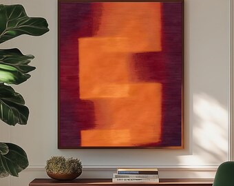 Abstrakte Kunst, abstrakte Malerei, burgunderrote und orange Wandbilder