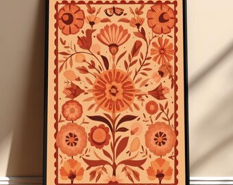 Retro Floral Kunstdruck - Vintage botanische Illustration