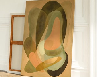 Mid Century moderne Wandkunst - Abstrakte Kunst - Grünes Leinwandbild