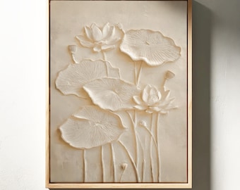 Florale Wandkunst, Strukturgemälde, Leinwand auf Leinwand, Wabi Sabi Wandbild