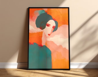 Abstraktes Frauen Porträt Print • Moderne bunte Wandkunst