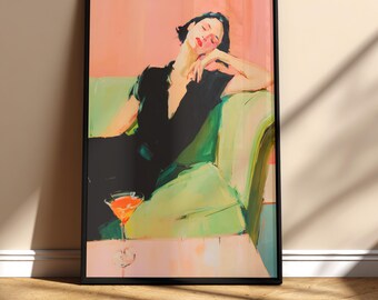 Moderner Wandkunst Druck, Cocktail Kunst, 3D Druck, rosa und grün