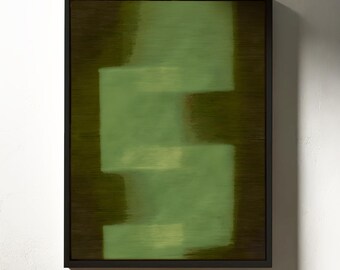 Minimalistisches Wandbild, abstrakte Malerei auf Leinwand, grüne Leinwand, moderne Kunst realistisch