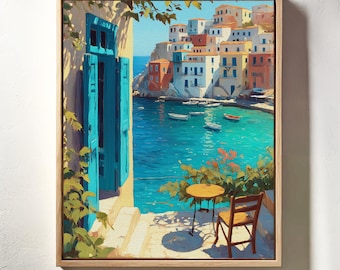 Mediterrane Wandkunst, Küstenlandschaft Malerei Leinwand, Landschaftskunst