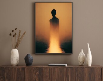 stimmungsvolle Wandkunst, brauner Kunstdruck, Erdtöne Poster