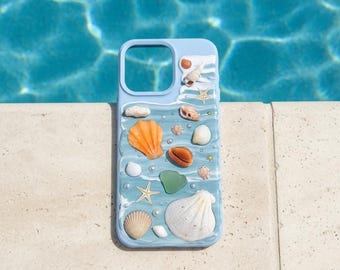 Handmade Seashell Phone Case, Recycled Shell iPhone Case, Ocean Aesthetic Phone Case, Coquette Beachy Case, Handmade Gift for Her