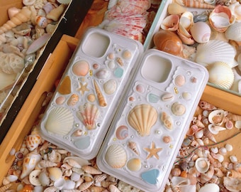 Handmade Seashell Phone Case, Recycled Shell iPhone 15 Pro Max Case, Ocean Aesthetic Phone Case, Coquette Beachy Case, Handmade Gift for Her
