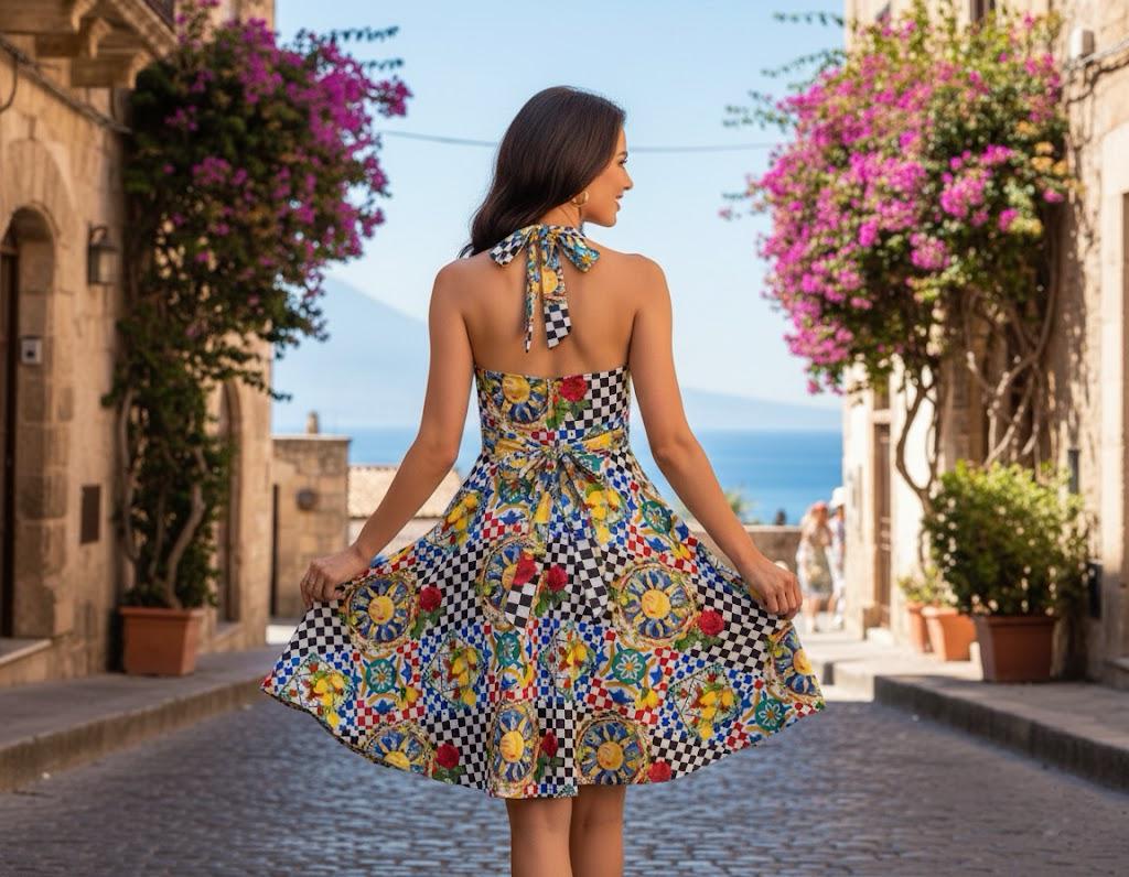 Sicilian Sun,carretto Inspired Halter Skater Dress - Etsy