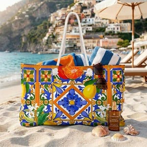 Lemon Citrus lemon Tile  Weekender Bag | Mediterranean Fruit Print