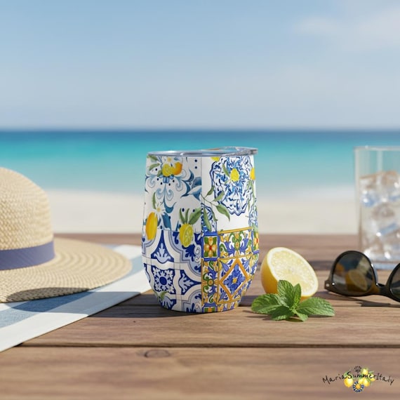 Sicilian summer lemon Egg Cup stainless steel Tumbler|12OZ