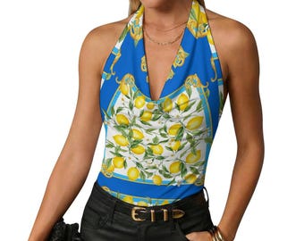 Amalfi zitronenblau Majolika Neckholder Tank Top