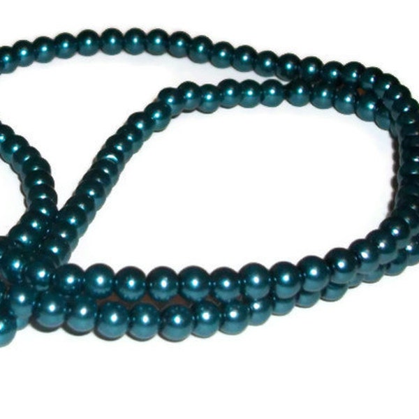 Glass Pearls in Peacock Blue (100)
